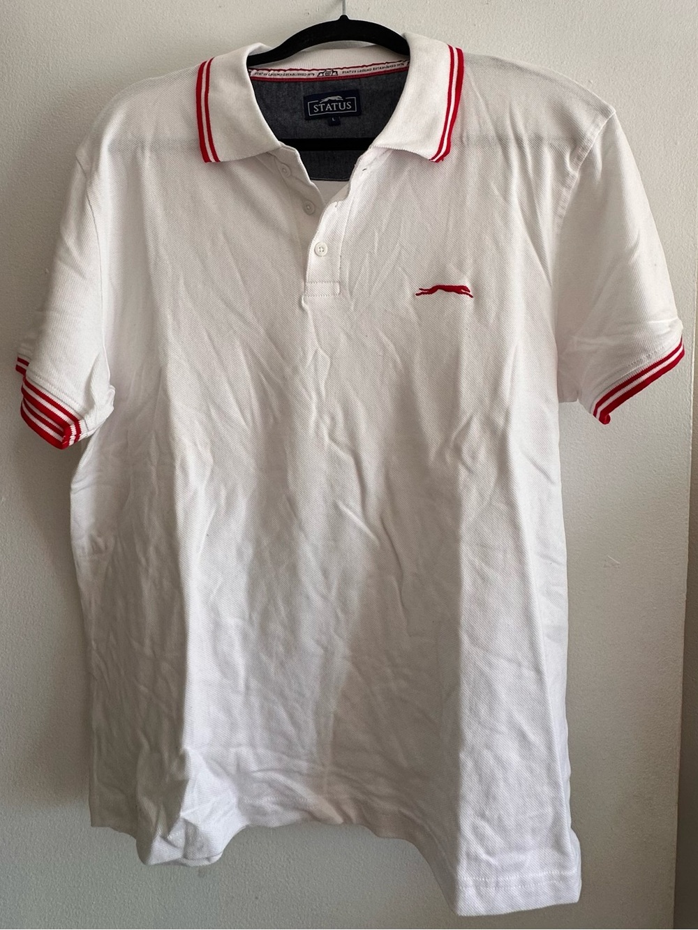 Status Men's White Polo with Red Trim